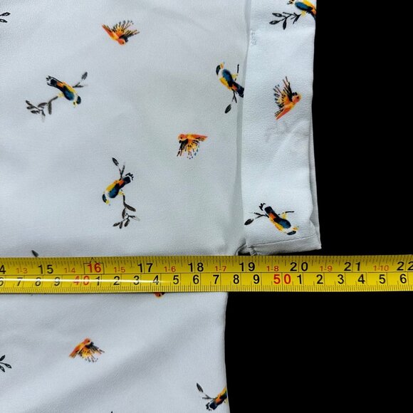 Womens Small Shirt Blue Birds V Neck Blouse Business Casual Top A New Day Kitsch - Picture 6 of 7